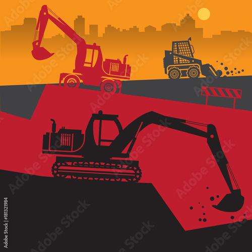 Tractors on work at construction site