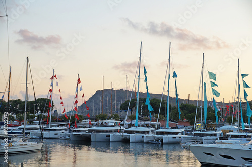 Photography The bay with yachts is surrounded by low hills