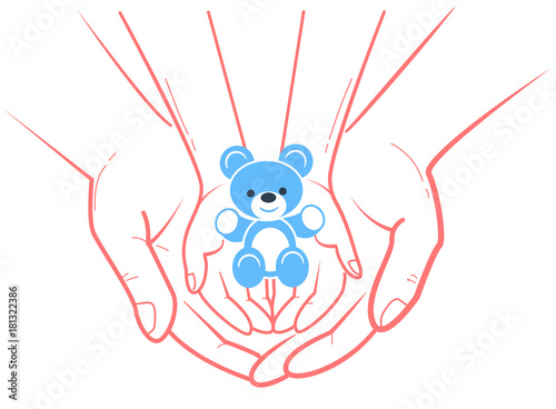 concept of child protection toy bear