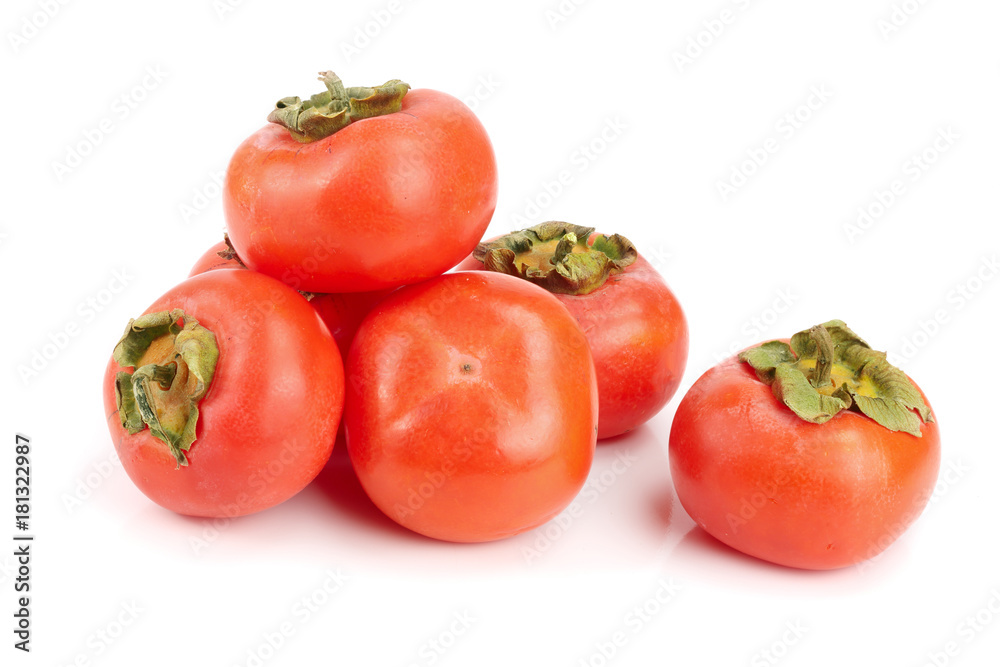 Persimmon fruit isolated on white background close-up Persimmon fruit isolated on white background close-up