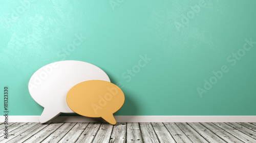 Speech Bubble Shapes Against Wall with Copyspace photo