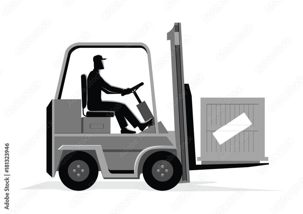 Man driving a forklift