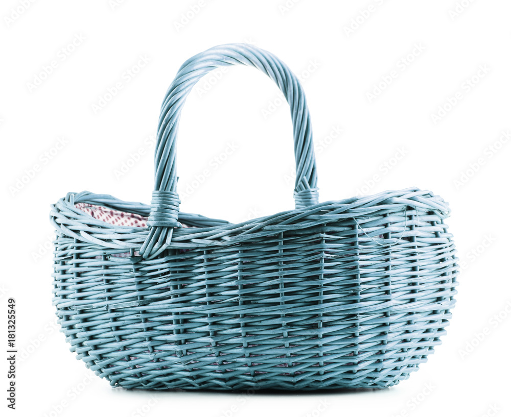 Obraz premium Empty wicker basket isolated on white