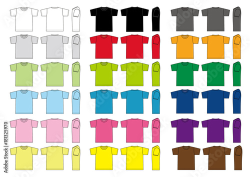 Tshirts illustration set. color variations.