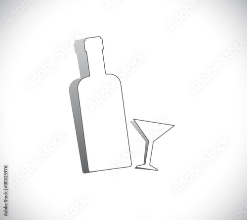 bottle and glass vine - icon