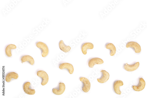 cashew nuts isolated on white background with copy space for your text. top view. Flat lay pattern