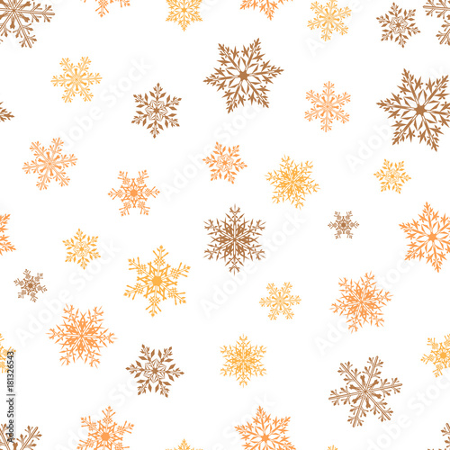 Seamless winter background with snowflakes. Holiday Christmas pattern. Merry Christmas and Happy New Year.