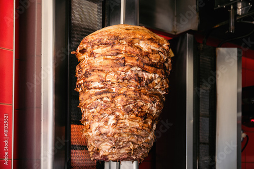 Doner Kebab On Rotating Vertical Spit