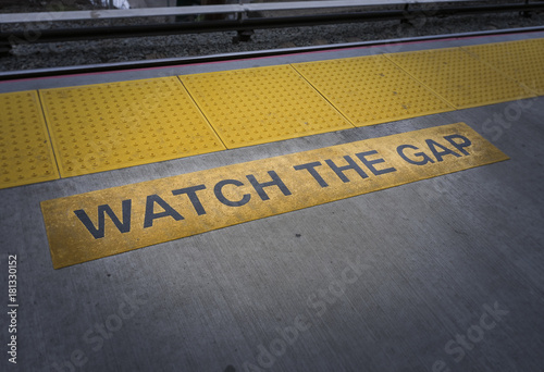 WATCH THE GAP sign in the subway