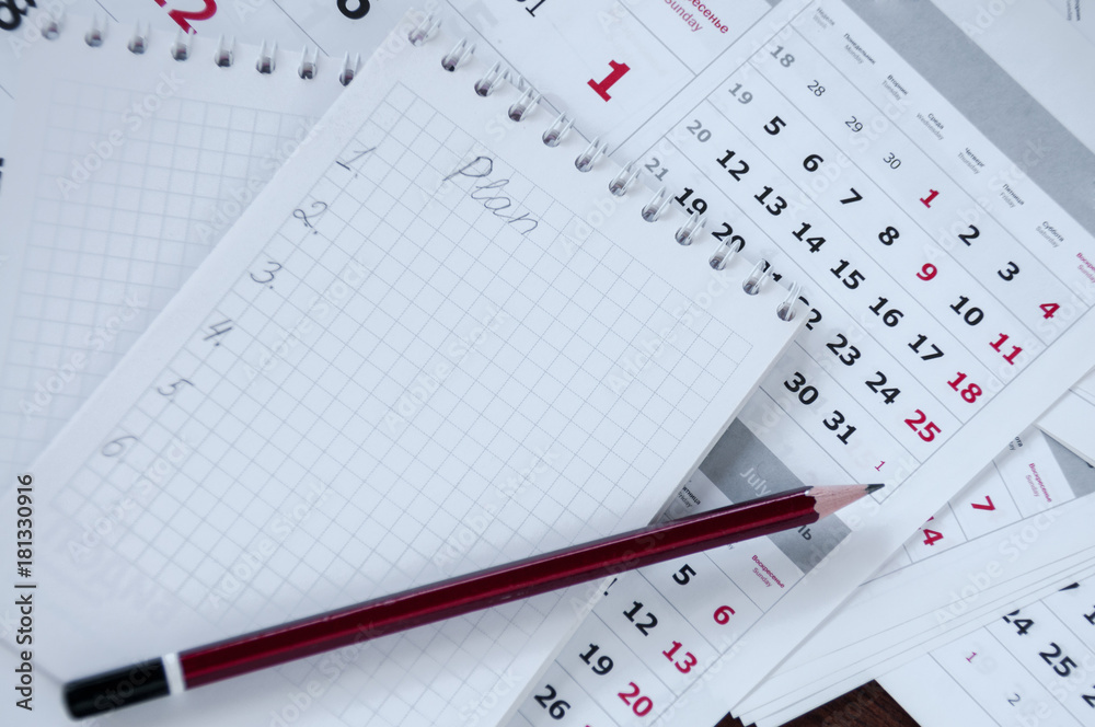 In the notebook is written a pencil plan In the notebook is written a pencil plan