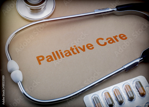 Palliative care, stethoscope and blister pills, conceptual image