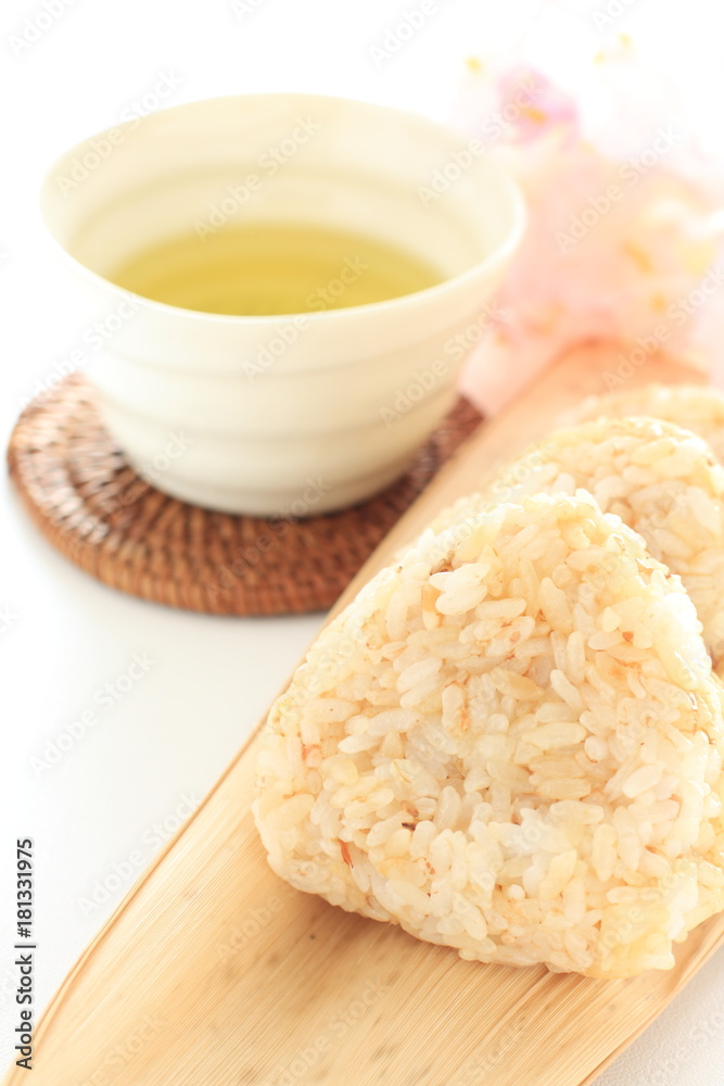 Japanese food, homemade sesame and soy sauce rice ball Japanese food, homemade sesame and soy sauce rice ball