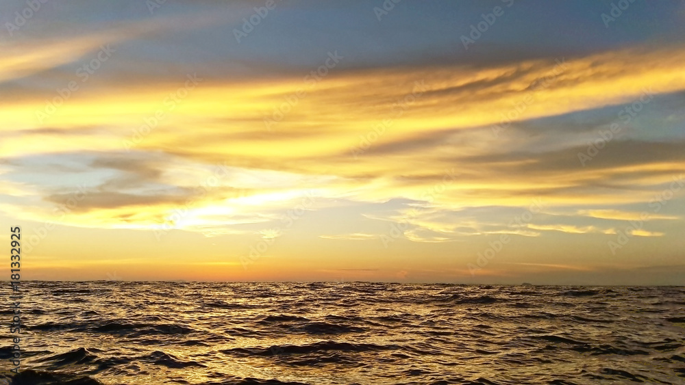 the magnificent Golden sunset in the ocean