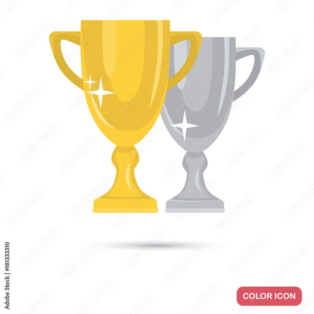 Golden and silver winner cups color flat icon Golden and silver winner cups color flat icon