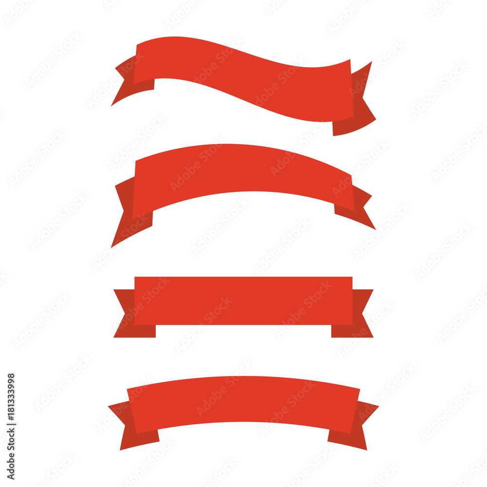 Ribbons banners flat isolated. Ribbons banners
