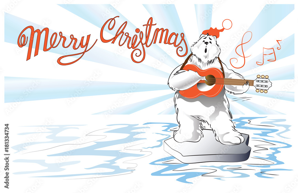 Fototapeta premium Christmas and New year background by Polar Bear