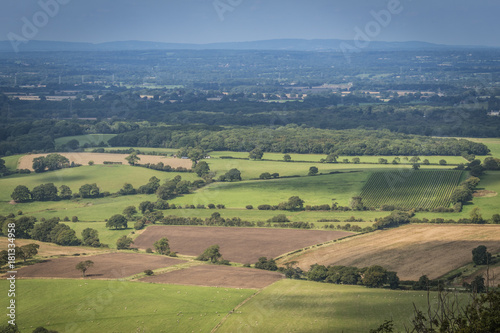 Beautiful landscape of the English countryside with meadows and fields taken near the South Downs. 