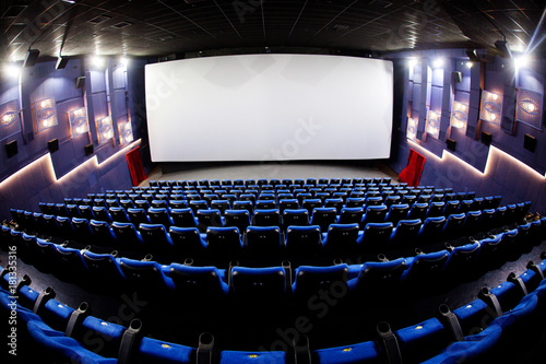 Free blue comfortable seats in the cinema imax