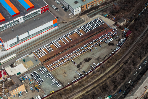 Bild auf Leinwand Automobile plant Sollers in Vladivostok, parking of new cars