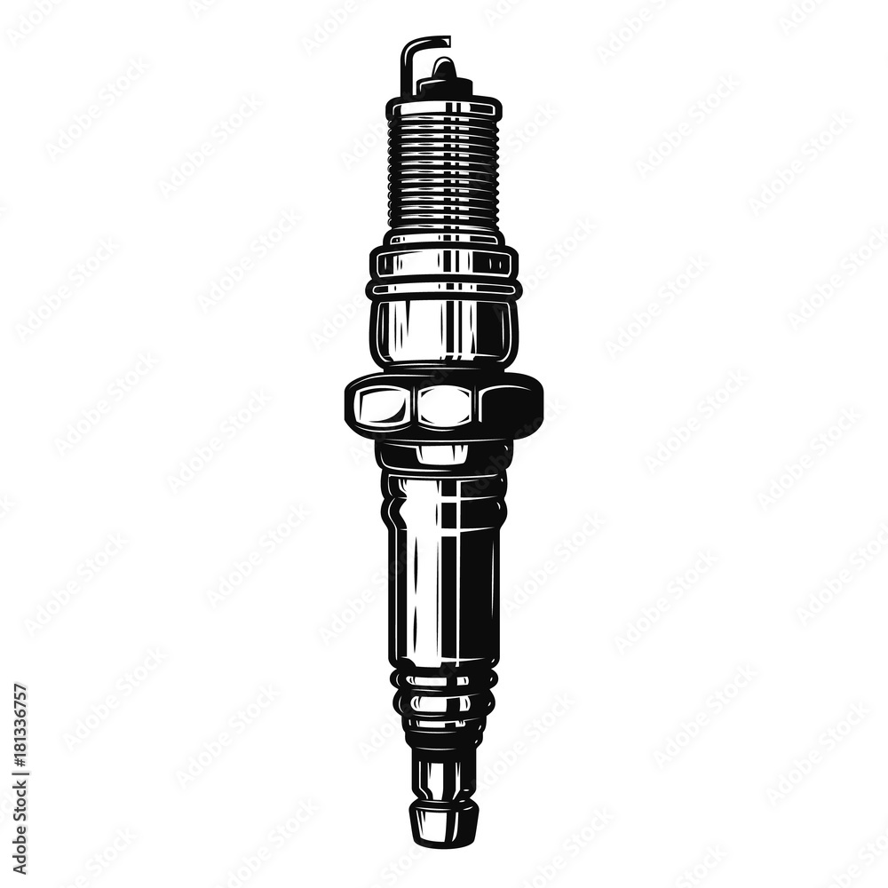 Spark plug illustration isolated on white background. Design element