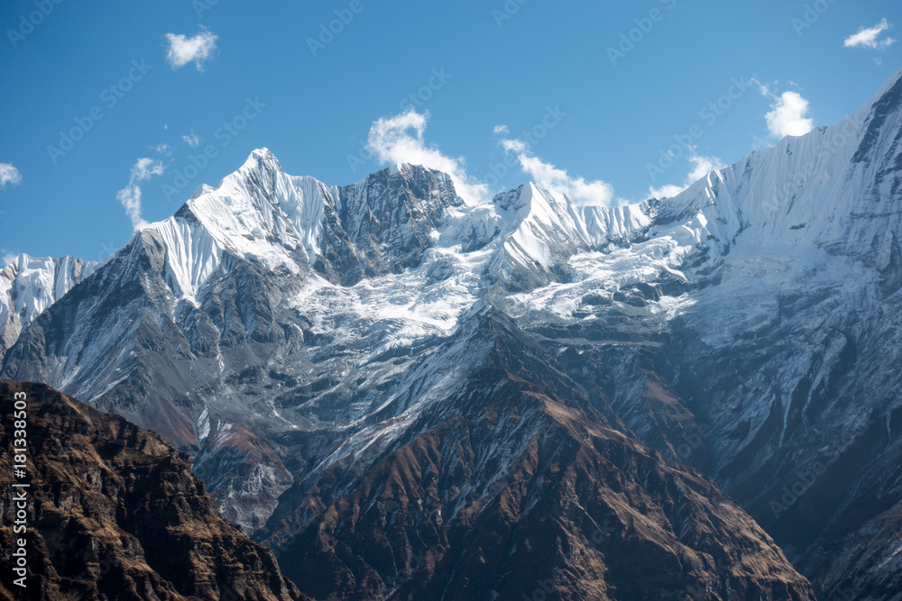 Ridges and Valley of Snow Covered Mountains