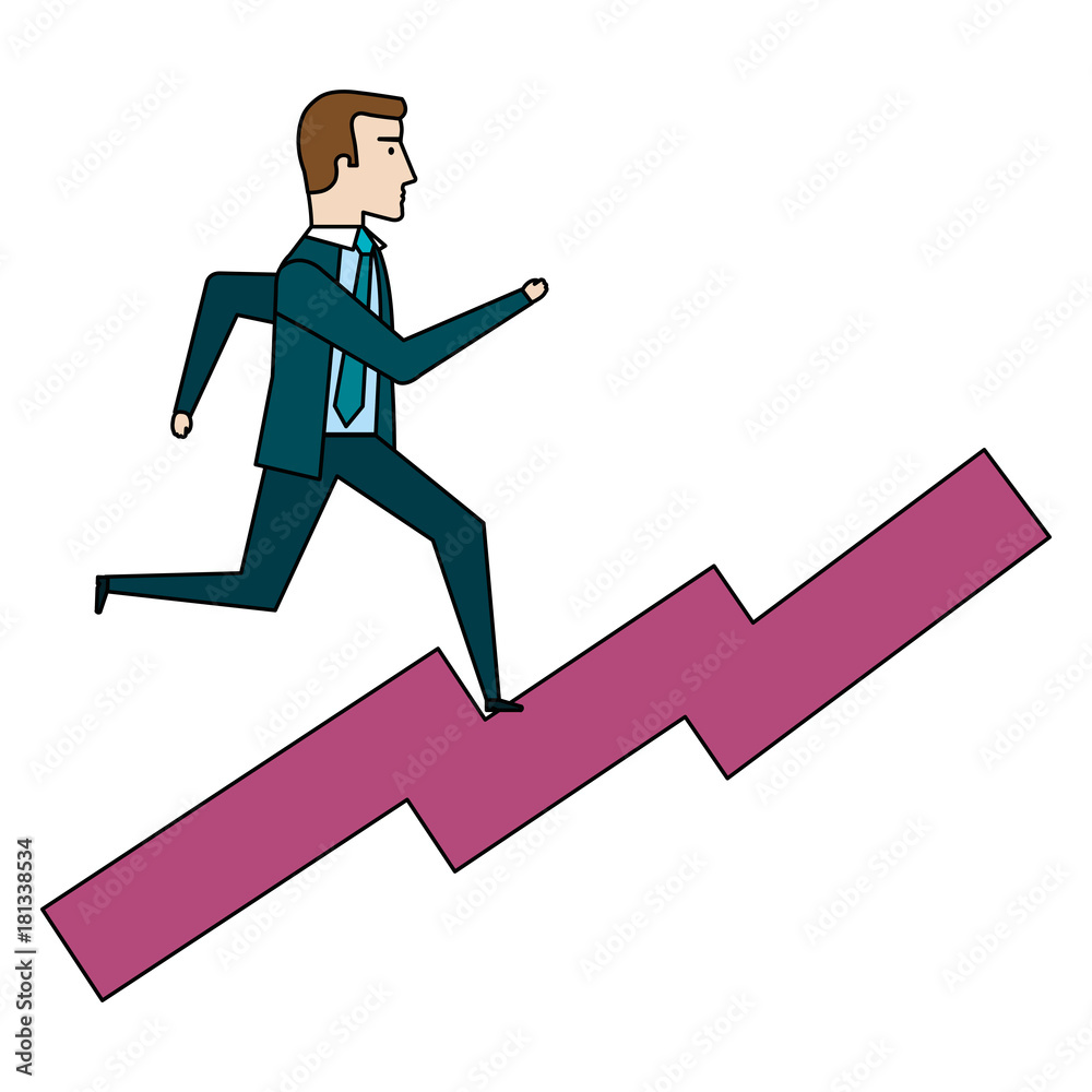 businessman running in statistics avatar character businessman running in statistics avatar character