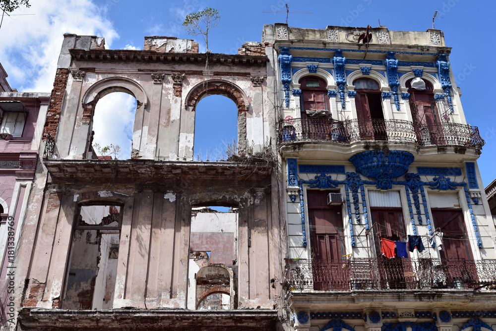 Typical old havana architecture in the center of Havana Cuba Stock