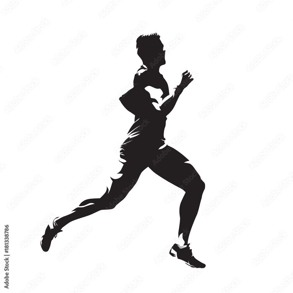 Running man, abstract vector isolated silhouette. Side view. Marathon runner Running man, abstract vector isolated silhouette. Side view. Marathon runner