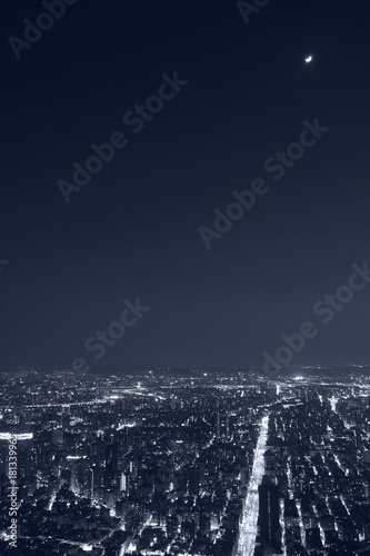 Moon and night view from Taipei 101