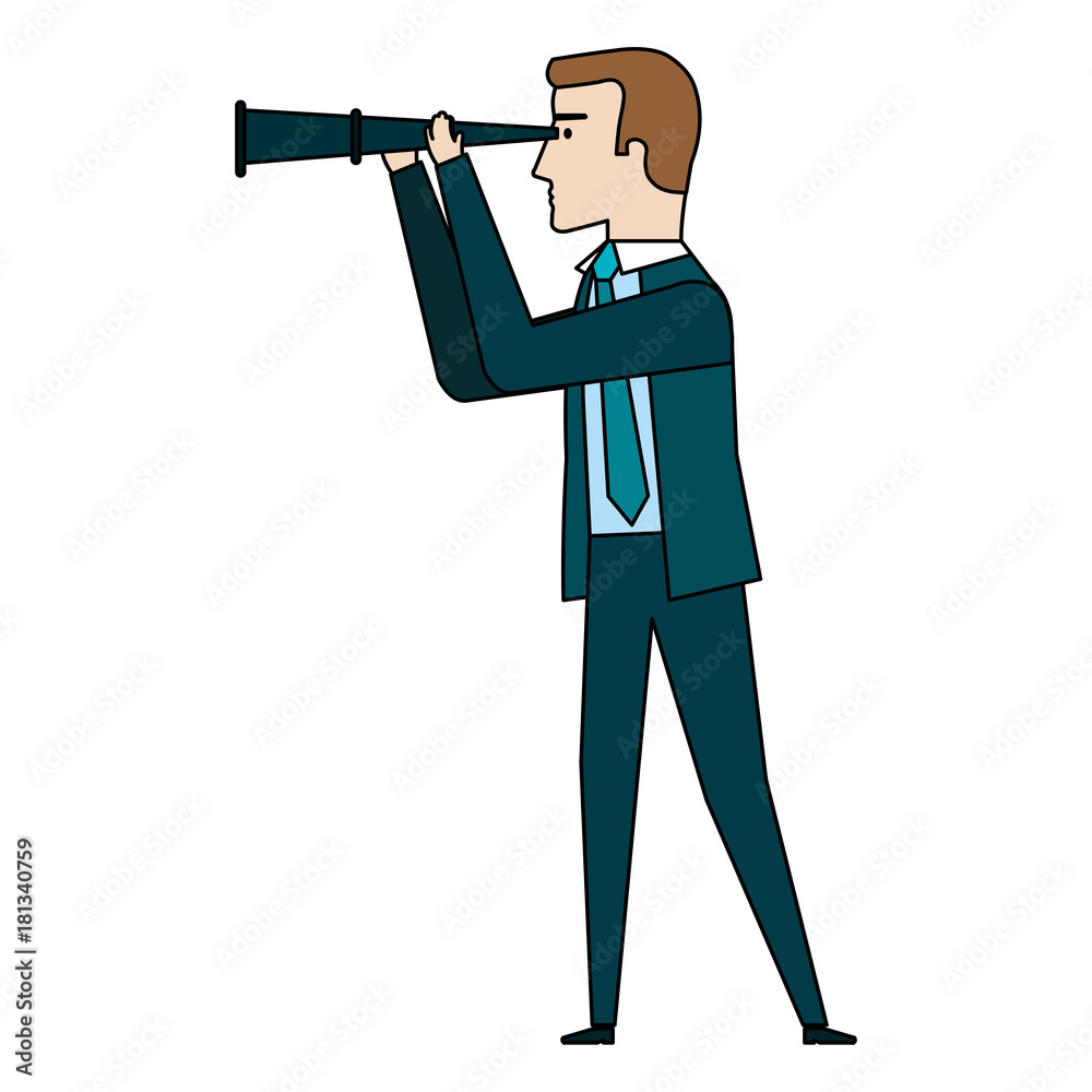 Fototapeta premium businessman with telescope avatar character