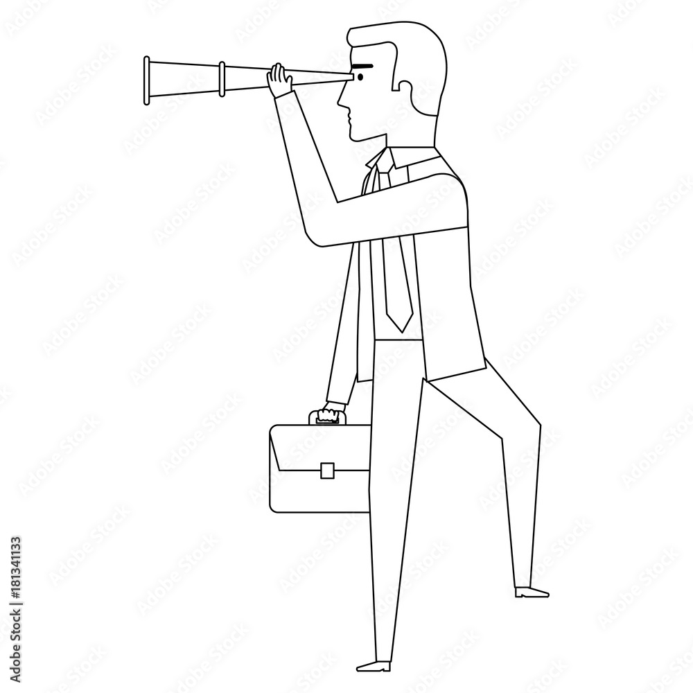 businessman with telescope avatar character businessman with telescope avatar character