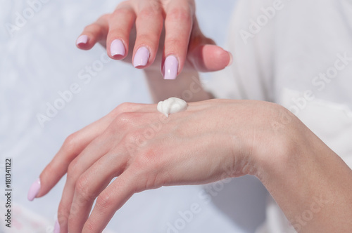 woman hands with cream
