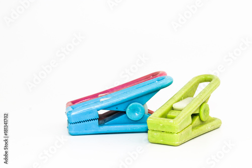 Old of colorful plastic clip for clothes