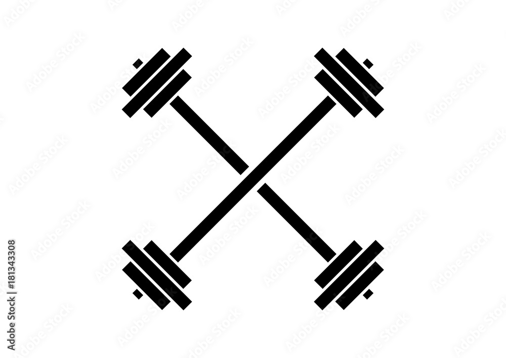 Line Art Simple Barbell GYM Cross Illustration Logo Silhouette Line Art Simple Barbell GYM Cross Illustration Logo Silhouette