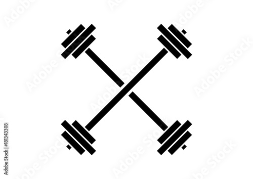 Line Art Simple Barbell GYM Cross Illustration Logo Silhouette