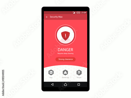 Interface mobile app Concept Protection Attack Defense Anti Virus Shield Security Scan App