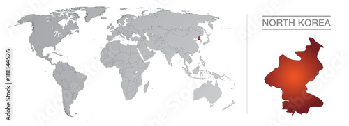 Corée du Nord dans le monde, avec frontières et tous les pays du monde séparés