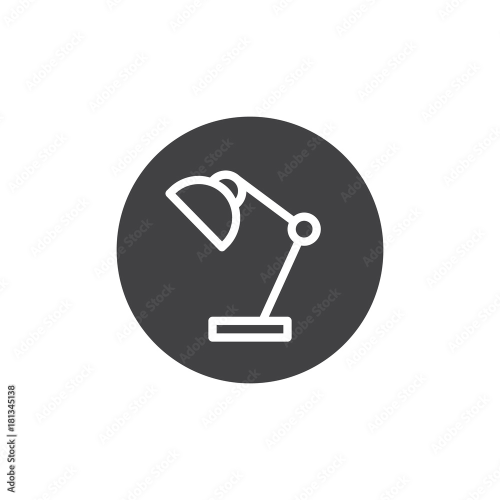 Electric table lamp icon vector, filled flat sign, solid pictogram isolated on white. Desk office lamp symbol, logo illustration.
