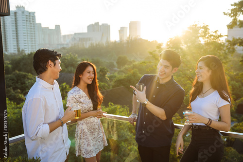 Group of asian people party
