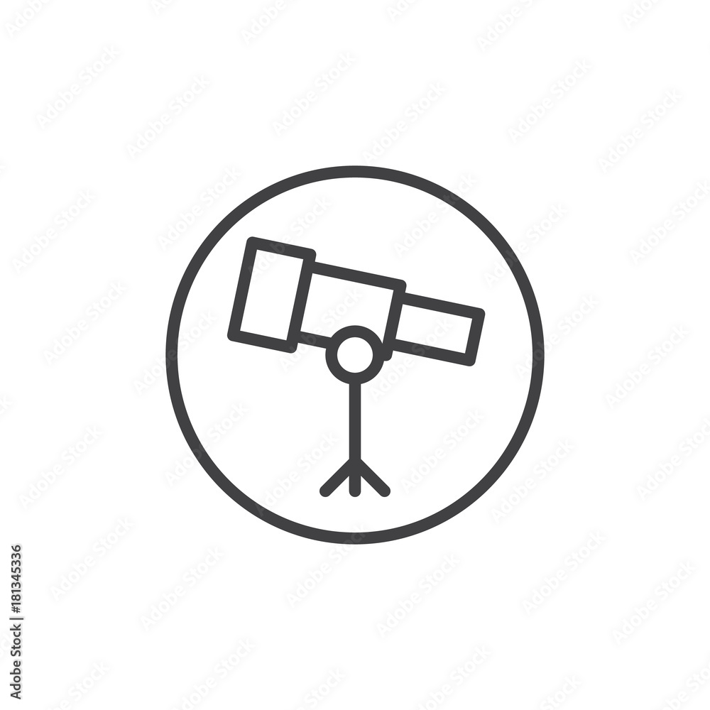 Astronomy telescope line icon, outline vector sign, linear style pictogram isolated on white. Symbol, logo illustration. Editable stroke Astronomy telescope line icon, outline vector sign, linear style pictogram isolated on white. Symbol, logo illustration. Editable stroke