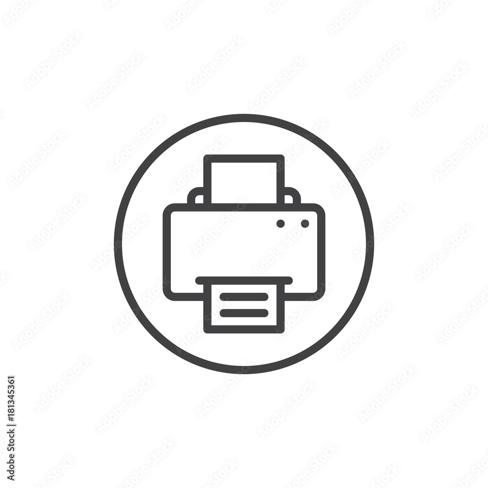 Printer line icon, outline vector sign, linear style pictogram isolated on  white. Fax print documents symbol, logo illustration. Editable stroke Stock  Vector | Adobe Stock