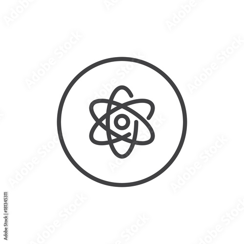 Atom line icon, outline vector sign, linear style pictogram isolated on white. Symbol, logo illustration. Editable stroke