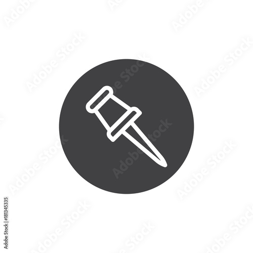 Push pin icon vector, filled flat sign, solid pictogram isolated on white. Symbol, logo illustration.