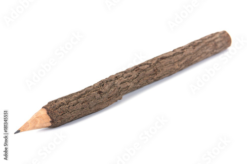 Natural wood pencil isolated on white background.Nature wooden pencil isolated
