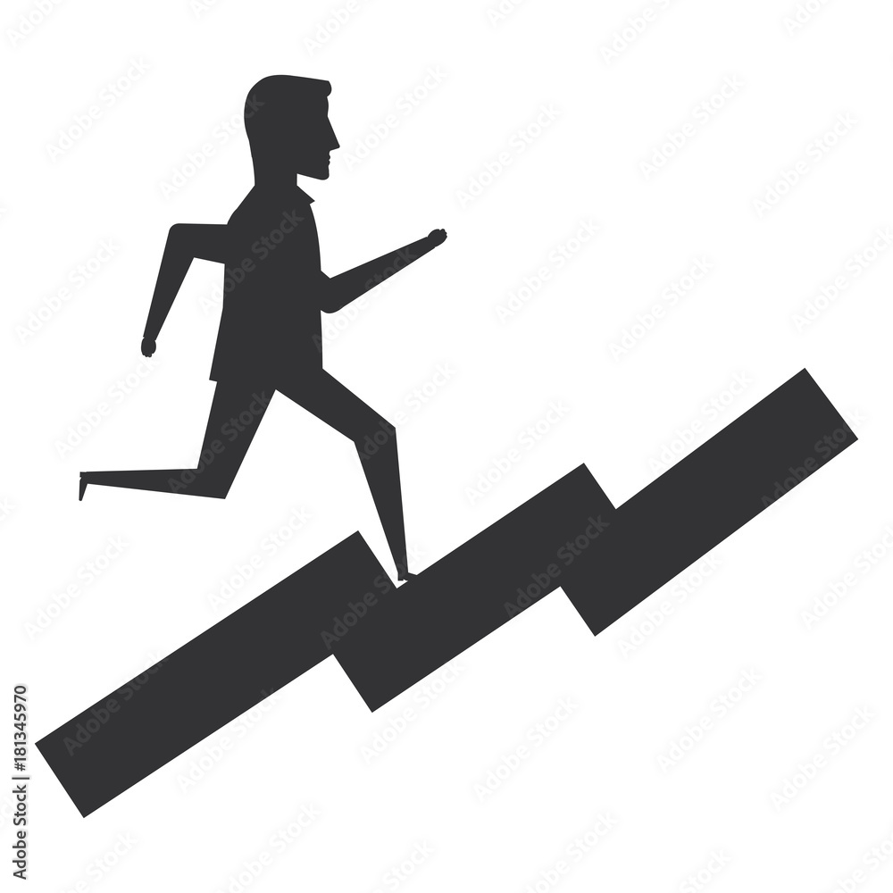 businessman running in statistics avatar character