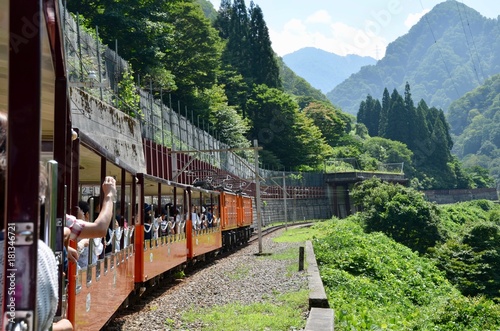 日本 富山県 黒部市 黒部峡谷トロッコ電車 宇奈月温泉 Japan Toyama Kurobe city Kurobe Gorge Railway Unazuki hotsprings