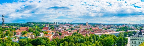 Aerial view of the lithuanian capital vilnius from the gediminas castle.