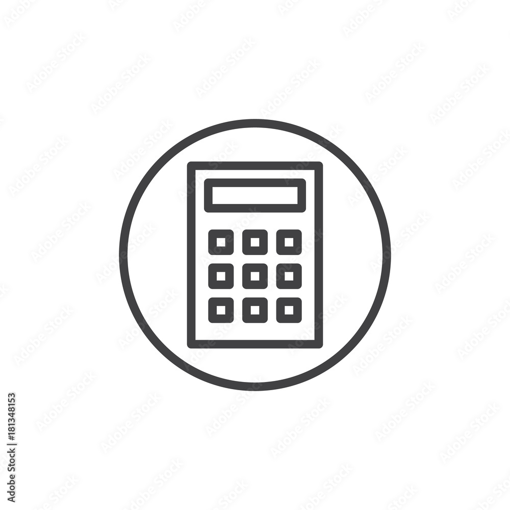Calculator line icon, outline vector sign, linear style pictogram isolated on white. Symbol, logo illustration. Editable stroke Calculator line icon, outline vector sign, linear style pictogram isolated on white. Symbol, logo illustration. Editable stroke