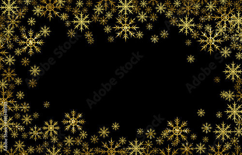 Golden textured snowflakes ...
