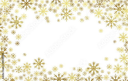 Golden textured snowflakes frame © Ortis